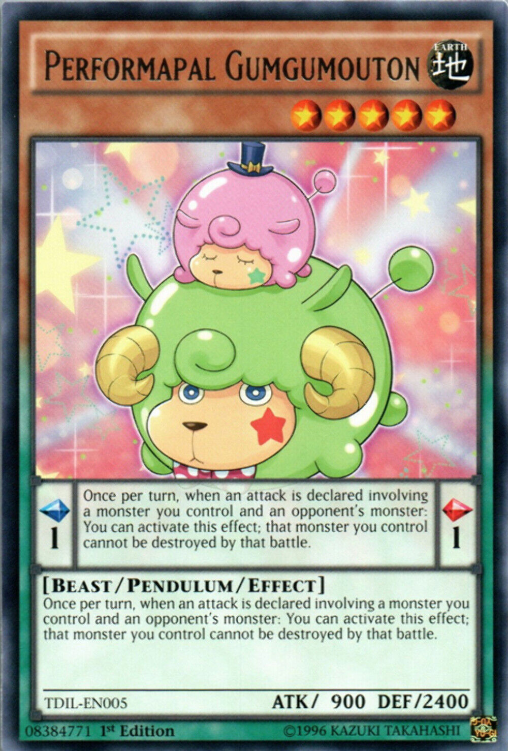 Performapal Gumgumouton - TDIL-EN005 - Rare - 1st Edition - YuGiOh