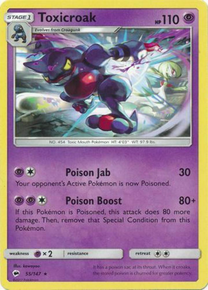 Toxicroak - 55/147 - Rare - Pokemon Burning Shadows