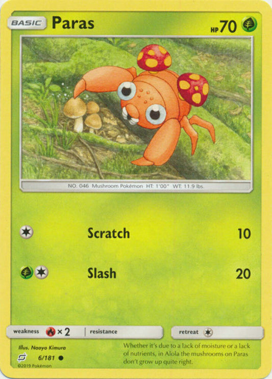 Paras - 6/181 - Common - Pokemon Sun & Moon: Team UP