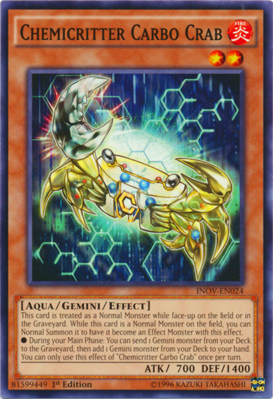 Chemicritter Carbo Crab - INOV-EN024 - Common - 1st Edition - YuGiOh
