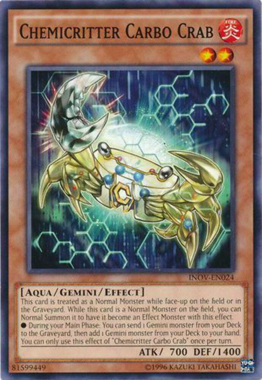 Chemicritter Carbo Crab - INOV-EN024 - Common - Unlimited Edition - YuGiOh