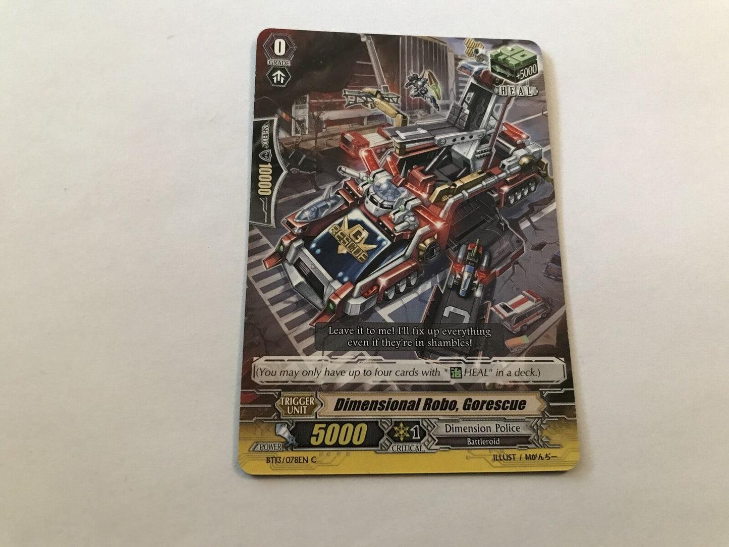 Dimensional Robo, Gorescue Common BT13/078EN C Cardfight Vanguard