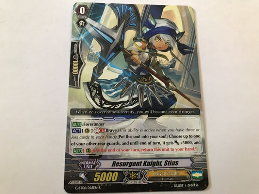 Resurgent Knight, Stius Rare Holo G-BT06/026EN R Cardfight Vanguard