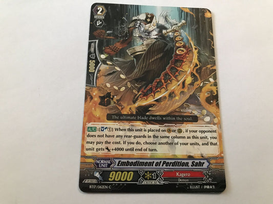 Embodiment Of Perdition, Sahr Common BT17/062EN C Cardfight Vanguard