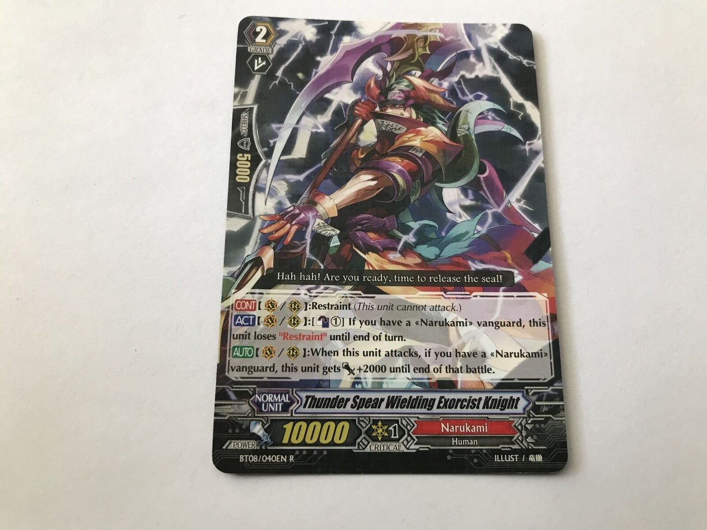 Thunder Spear Wielding Exorcist Knight Rare Holo BT08/040EN R Cardfight Vanguard