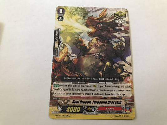 Seal Dragon, Tarpaulin Dracokid Common G-BT03/075EN C Cardfight Vanguard