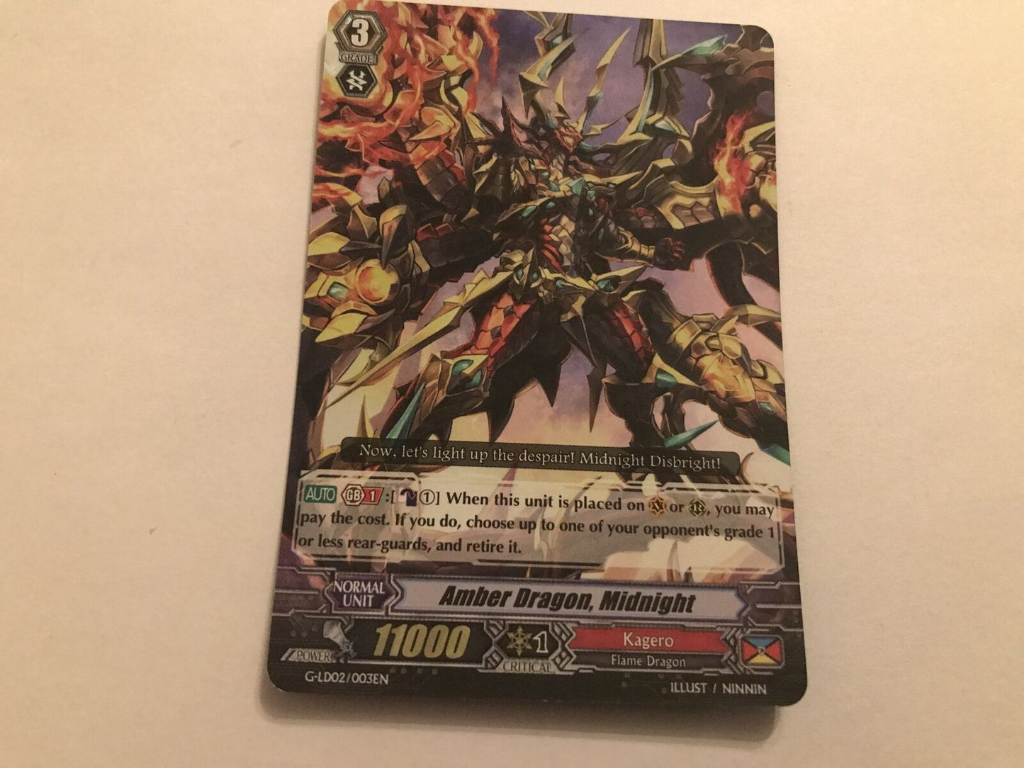 Amber Dragon, Midnight Rare Holo G-LD02/003EN Cardfight Vanguard