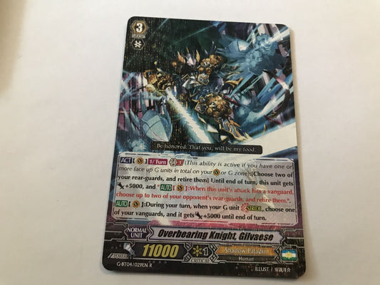 Overbearing Knight, Gilvaese Rare Holo G-BT04/029EN R Cardfight Vanguard