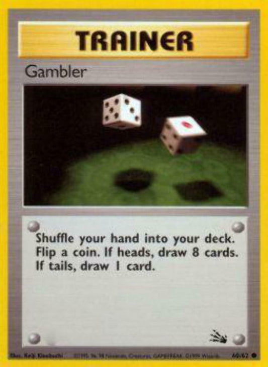 Gambler - 60/62 - Common - Unlimited Edition - Pokemon Fossil WOTC