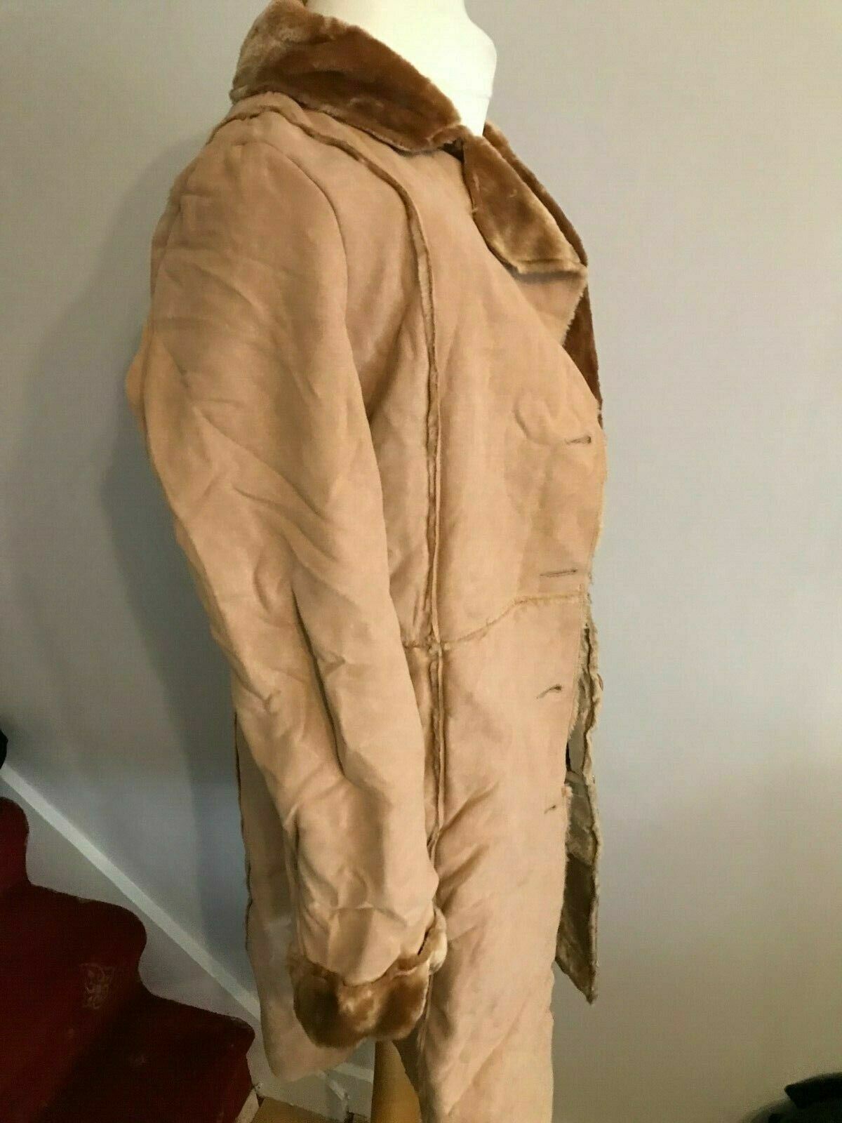 Unknown Vintage Ladies Brown Faux Fur Jacket Coat UK 14