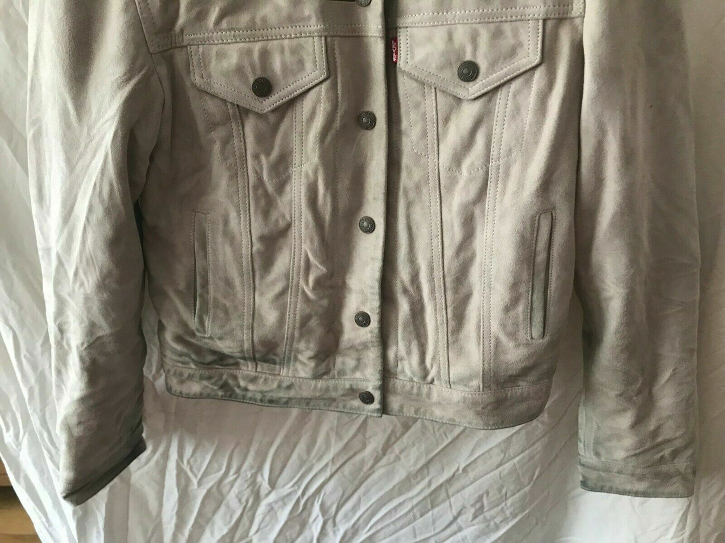 Ladies Levi's Suede Sherpa Trucker Jacket Pumice Stone UK XS RRP £300 Plz Read