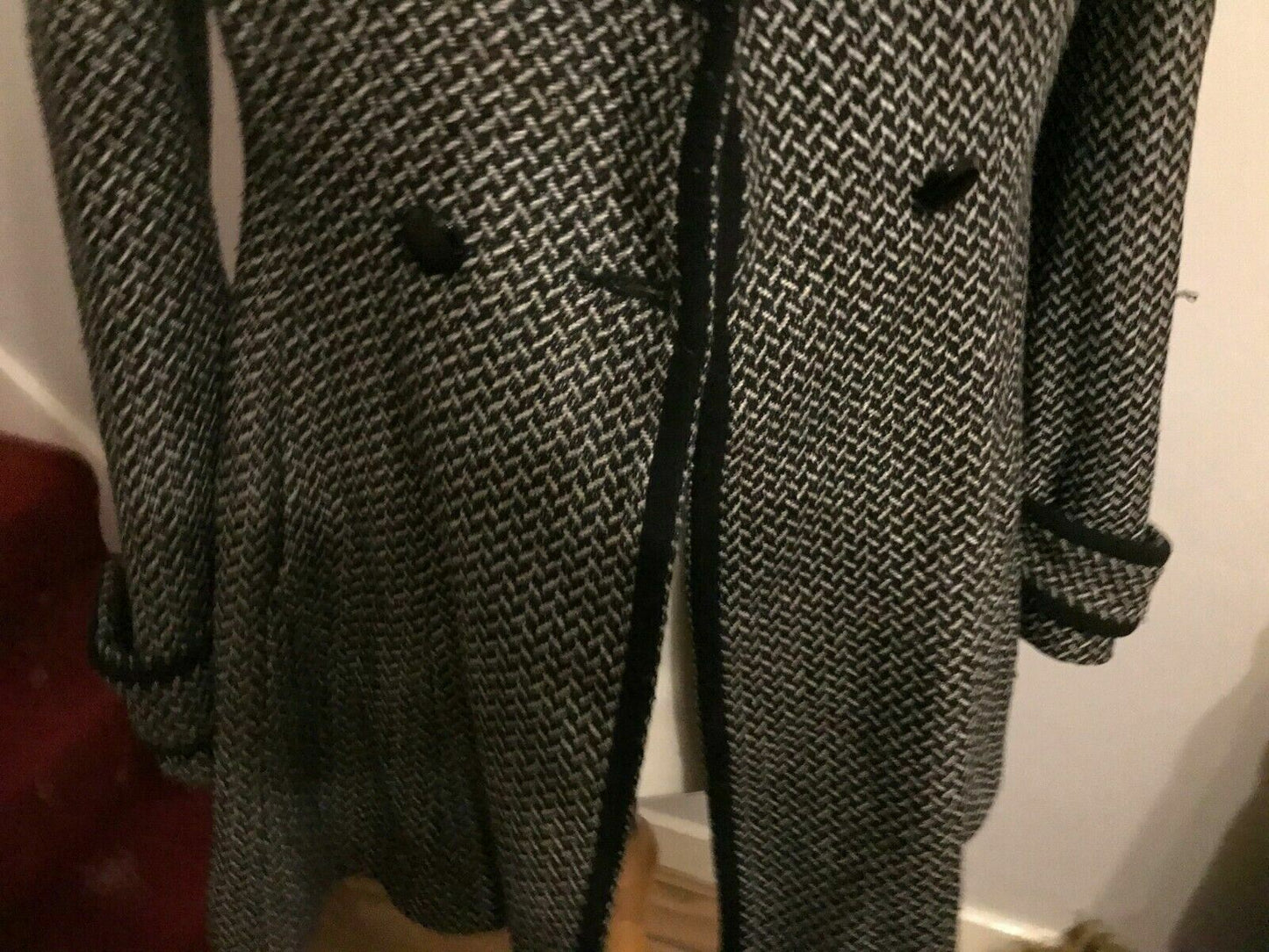 New Look Vintage Ladies Black & Grey Smart Patterned Jacket Coat UK 12