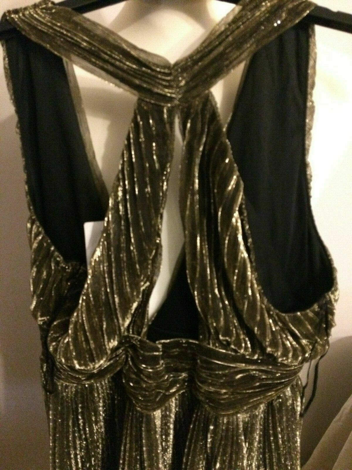 Top Shop Black & Gold Short Sleeveless Evening Party Dress UK 14 RRP £46