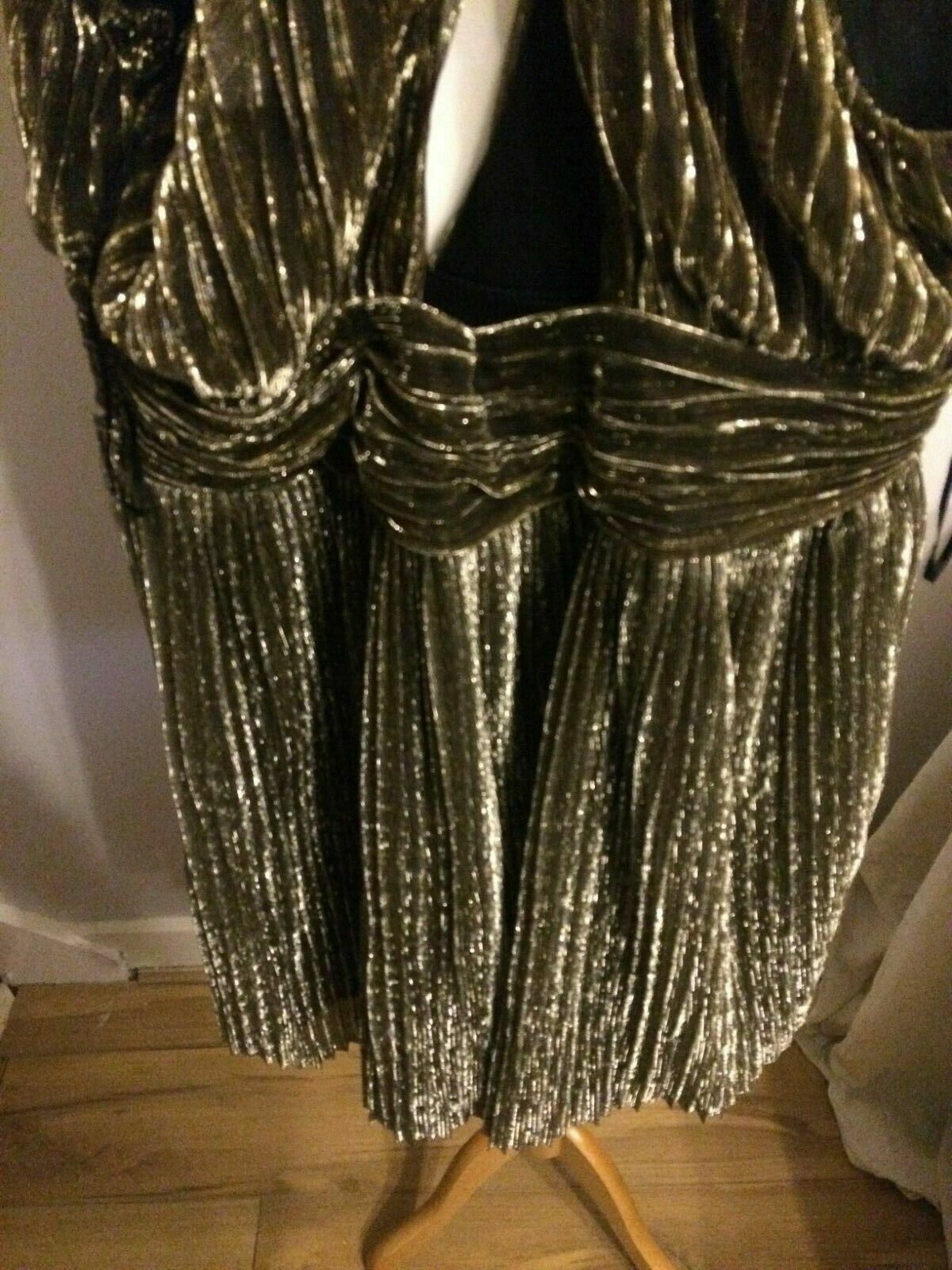 Top Shop Black & Gold Short Sleeveless Evening Party Dress UK 14 RRP £46