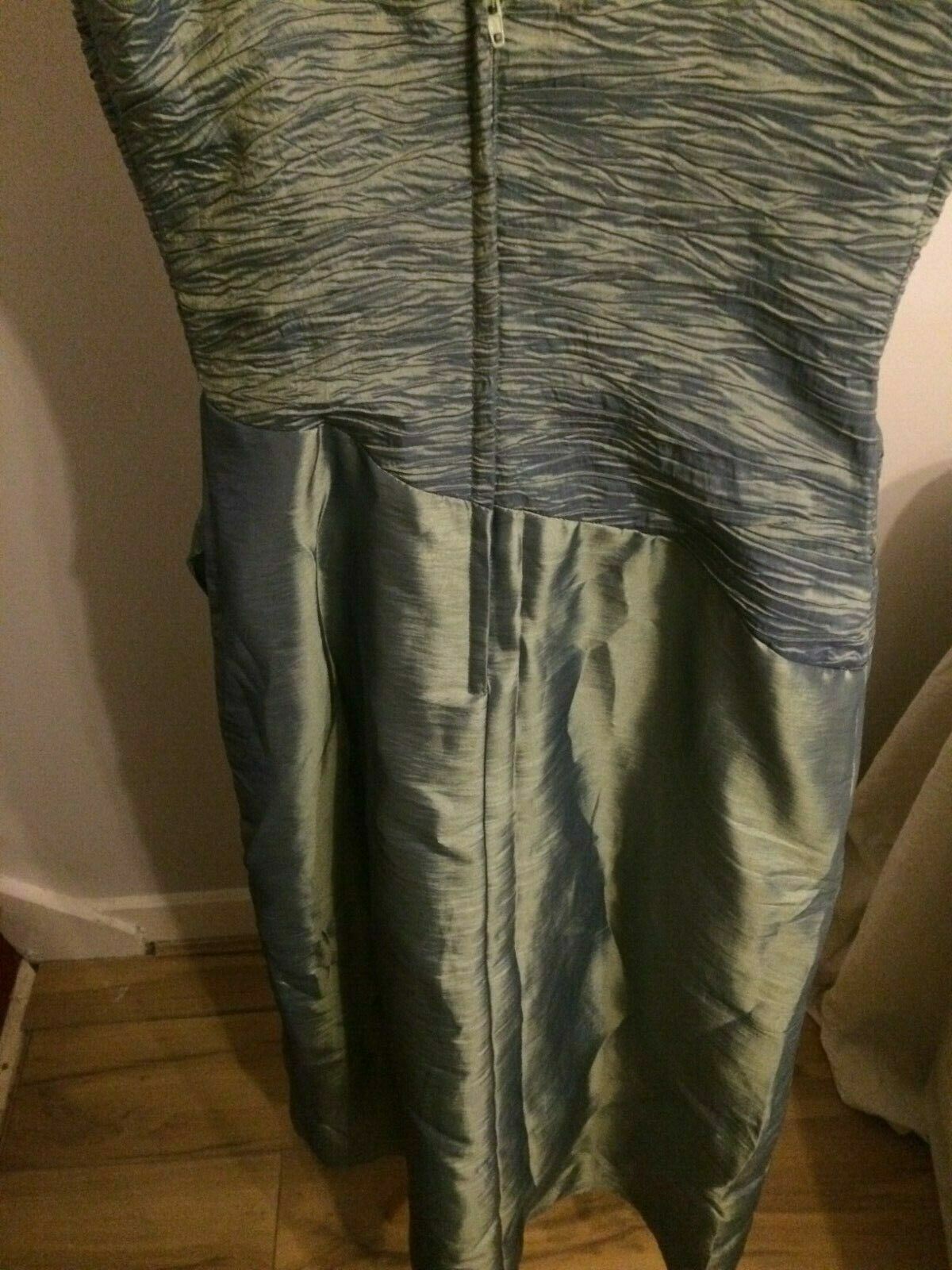 Raylia Designs Green Olive Strappy Sleeveless Ball Gown Party Dress UK 12