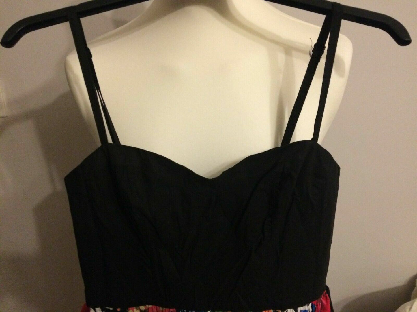 Be Beau Black Floral Strappy Short Sleeveless Evening Party Dress UK 8