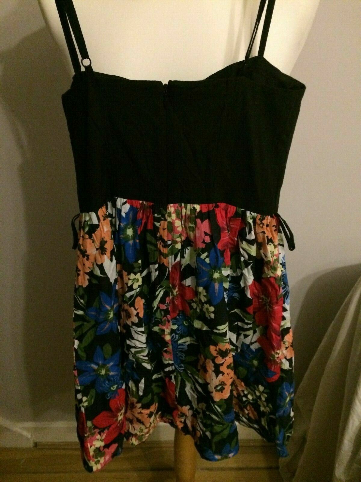 Be Beau Black Floral Strappy Short Sleeveless Evening Party Dress UK 8