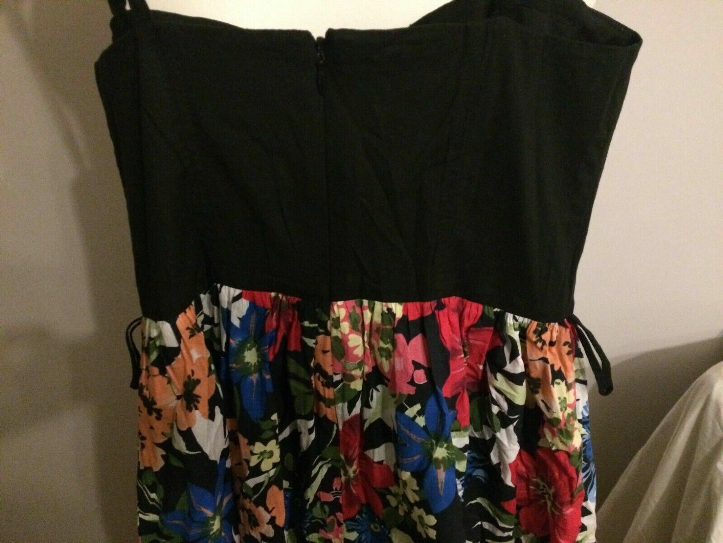 Be Beau Black Floral Strappy Short Sleeveless Evening Party Dress UK 8