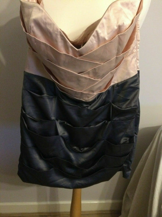 Lipsy London Pink & Grey Colorblock Short Evening Party Dress UK 16 RRP £39