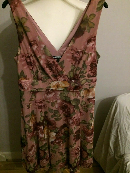 Next Pink Floral Patterned Strappy Sleeveless Casual Party Dress UK 16