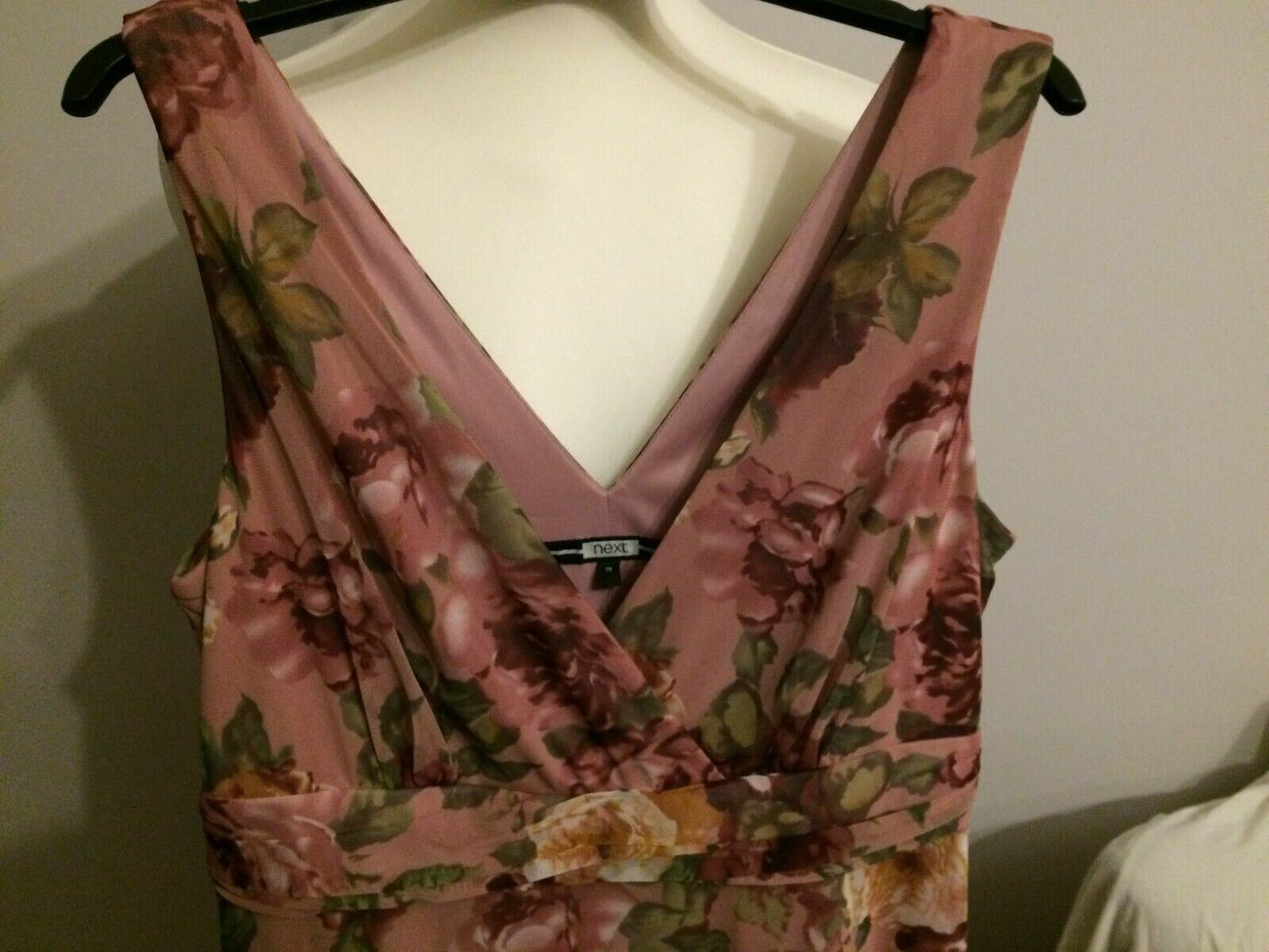 Next Pink Floral Patterned Strappy Sleeveless Casual Party Dress UK 16