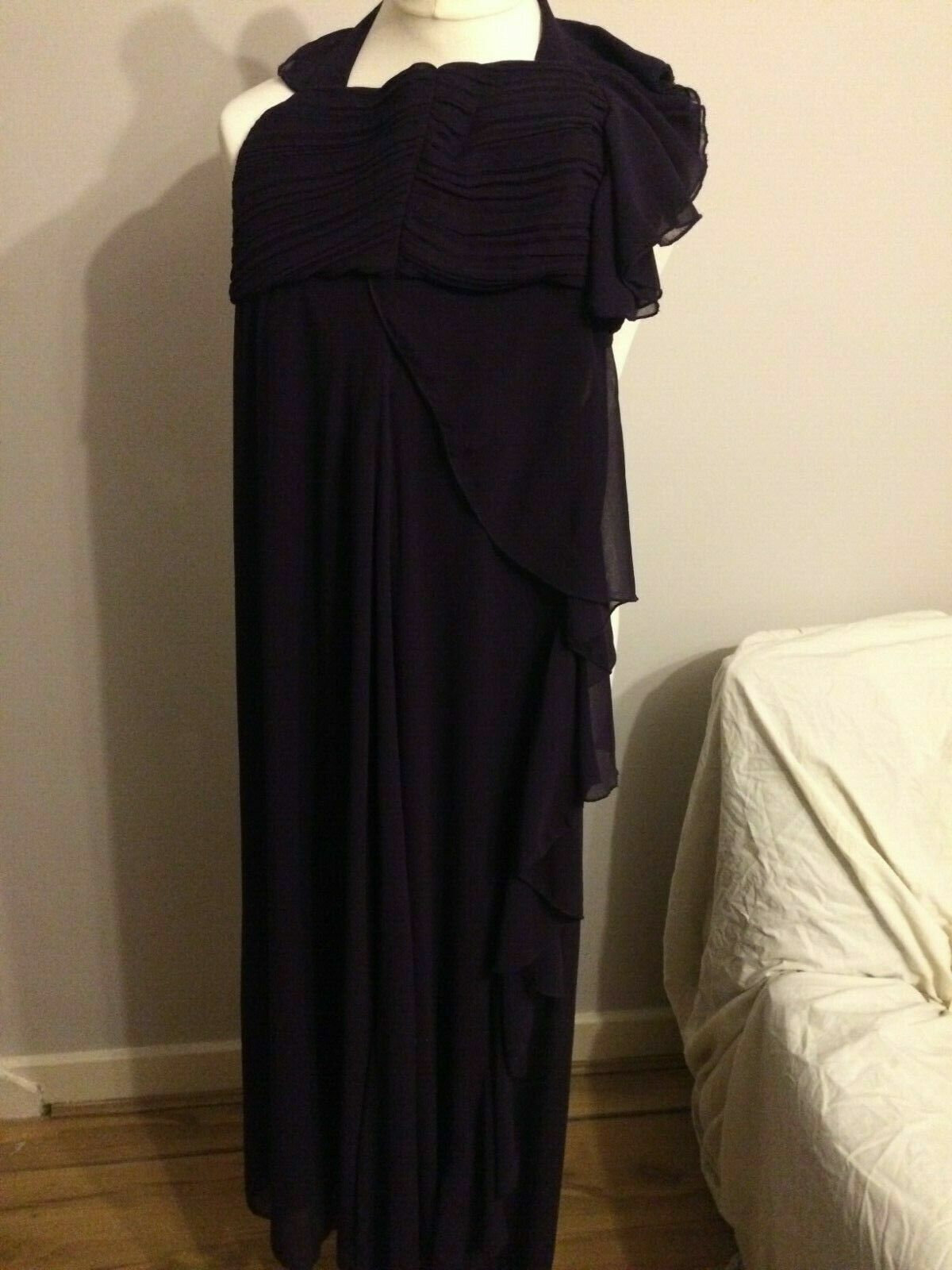 Ever Pretty Purple One Sleeve Evening Party Prom Dress UK 10