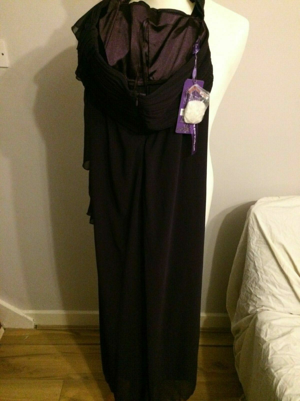 Ever Pretty Purple One Sleeve Evening Party Prom Dress UK 10