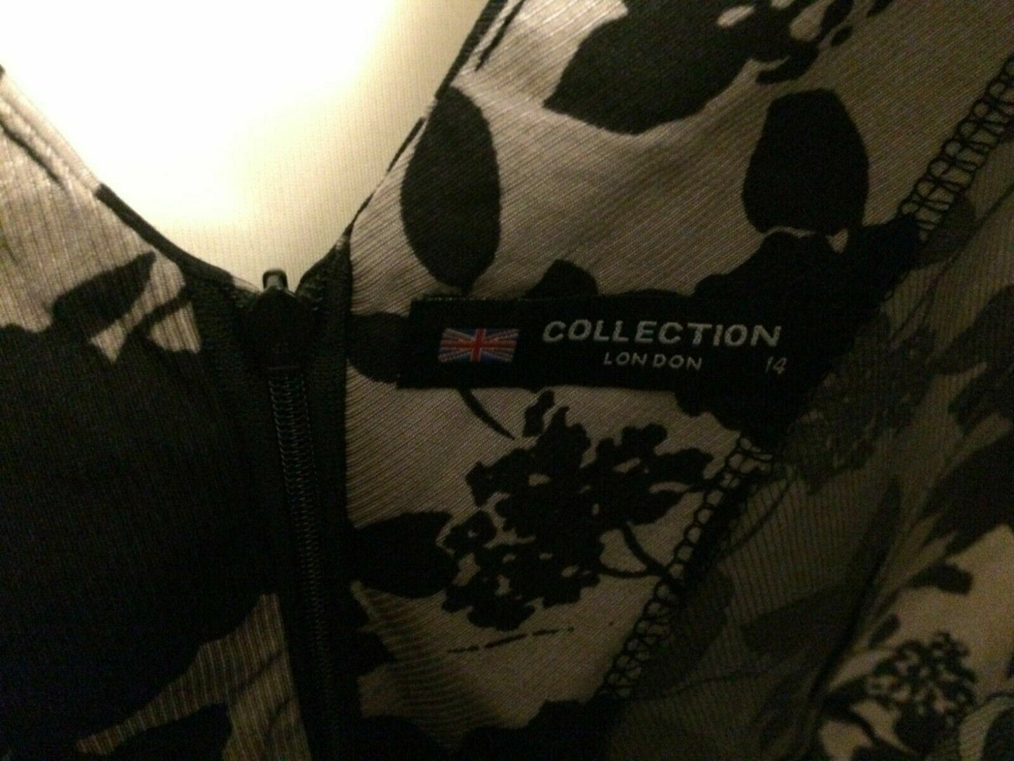 Collection London Black Floral Patterned Short Sleeve Casual Party Dress UK 14