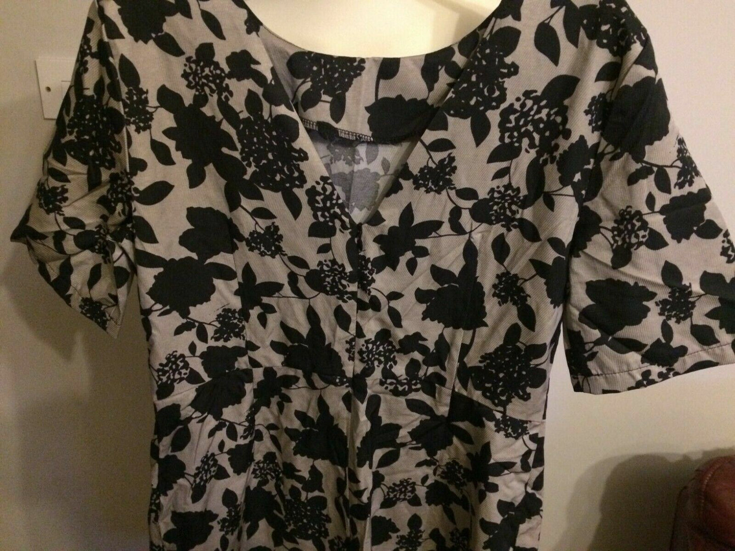 Collection London Black Floral Patterned Short Sleeve Casual Party Dress UK 14