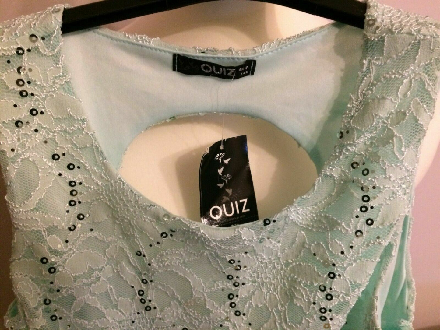 Quiz Aqua Lace Sequin Sleeveless Midi Casual Party Dress UK 12 RRP £35