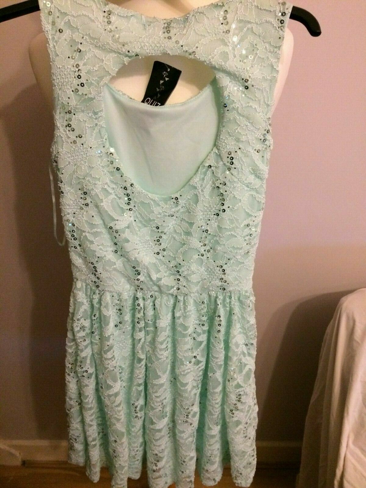 Quiz Aqua Lace Sequin Sleeveless Midi Casual Party Dress UK 12 RRP £35