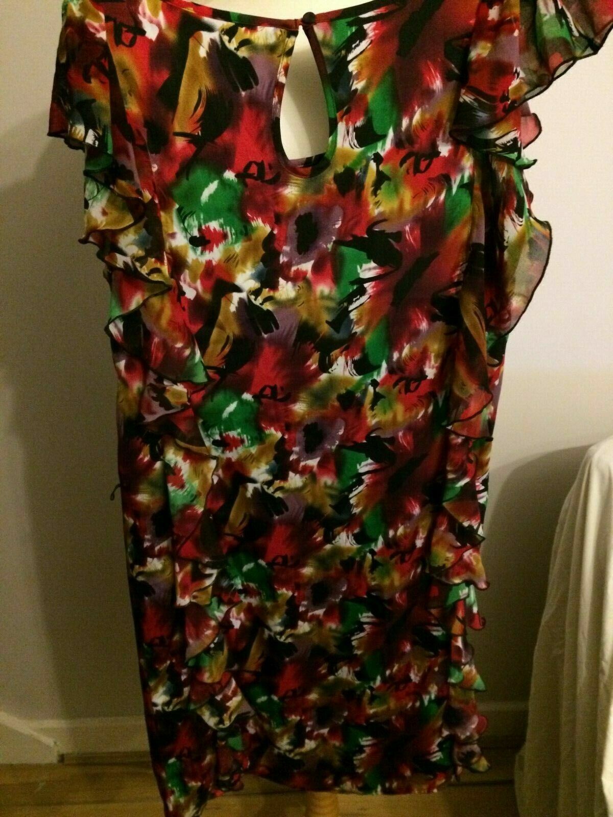 Next Multicolored Floral Flare Sleeveless Casual Party Dress UK 12