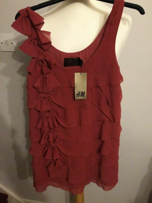 H&M Dark Red Layered Sleeveless Evening Party Dress UK 6 RRP £30