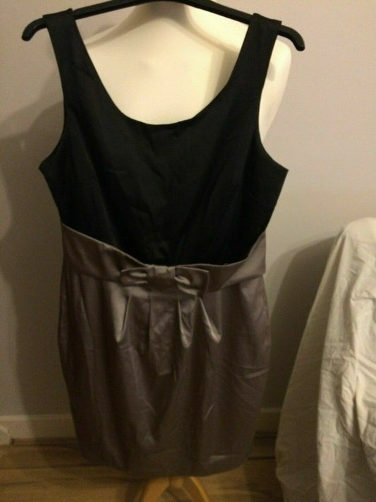 Next Black & Dark Grey Sleeveless Party Cocktail Dress UK 14