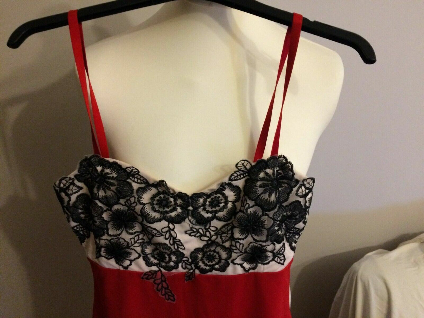 Ruiyige Red & white Floral Spaghetti Strap Sleeveless Evening Party Dress UK 12