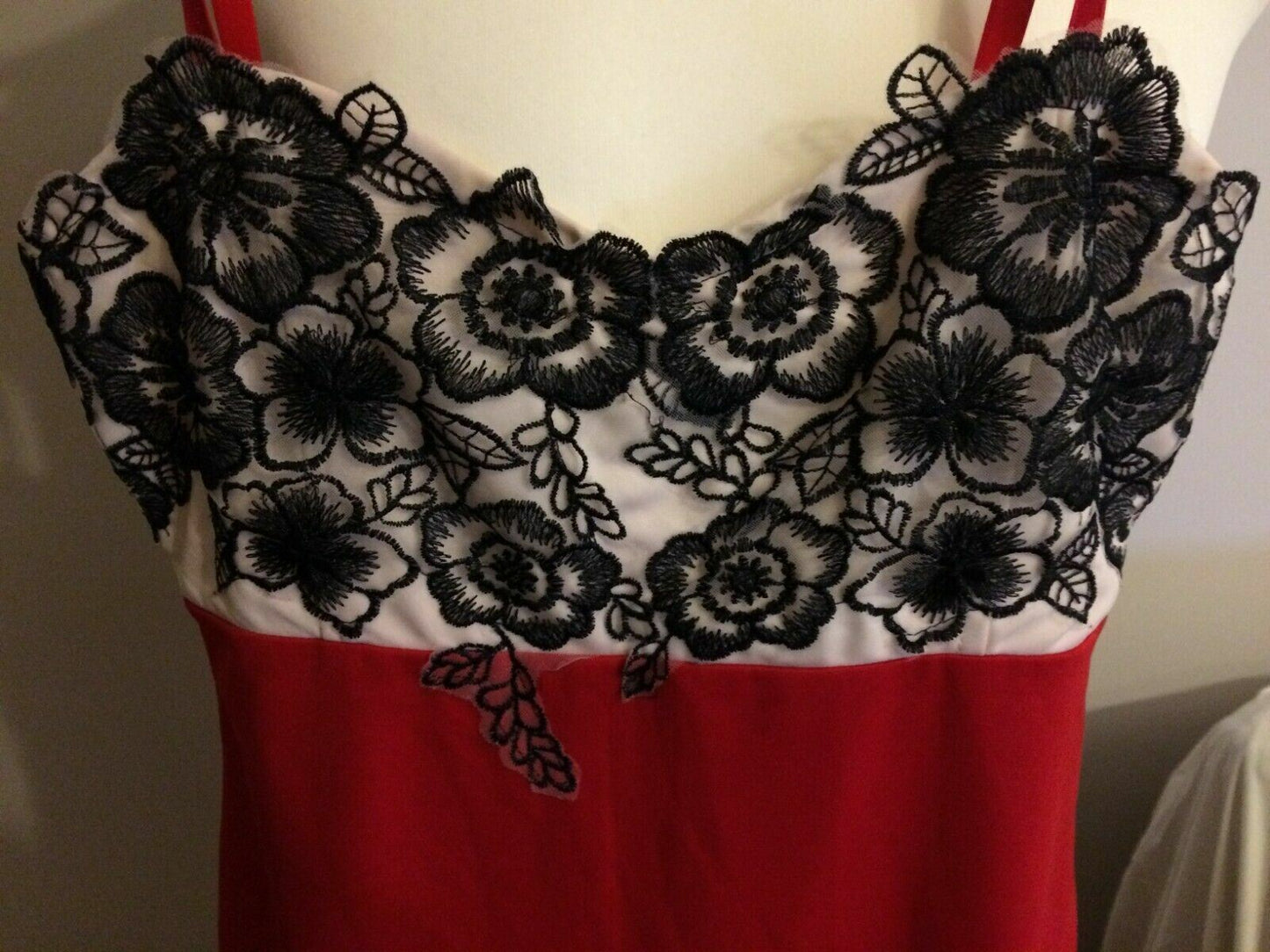 Ruiyige Red & white Floral Spaghetti Strap Sleeveless Evening Party Dress UK 12