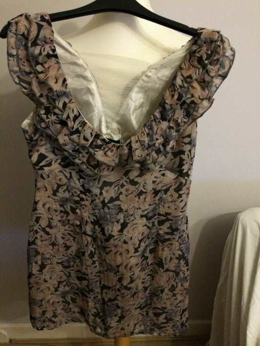 Madam Rage Green Floral Strappy Sleeveless Evening Party Dress UK 12