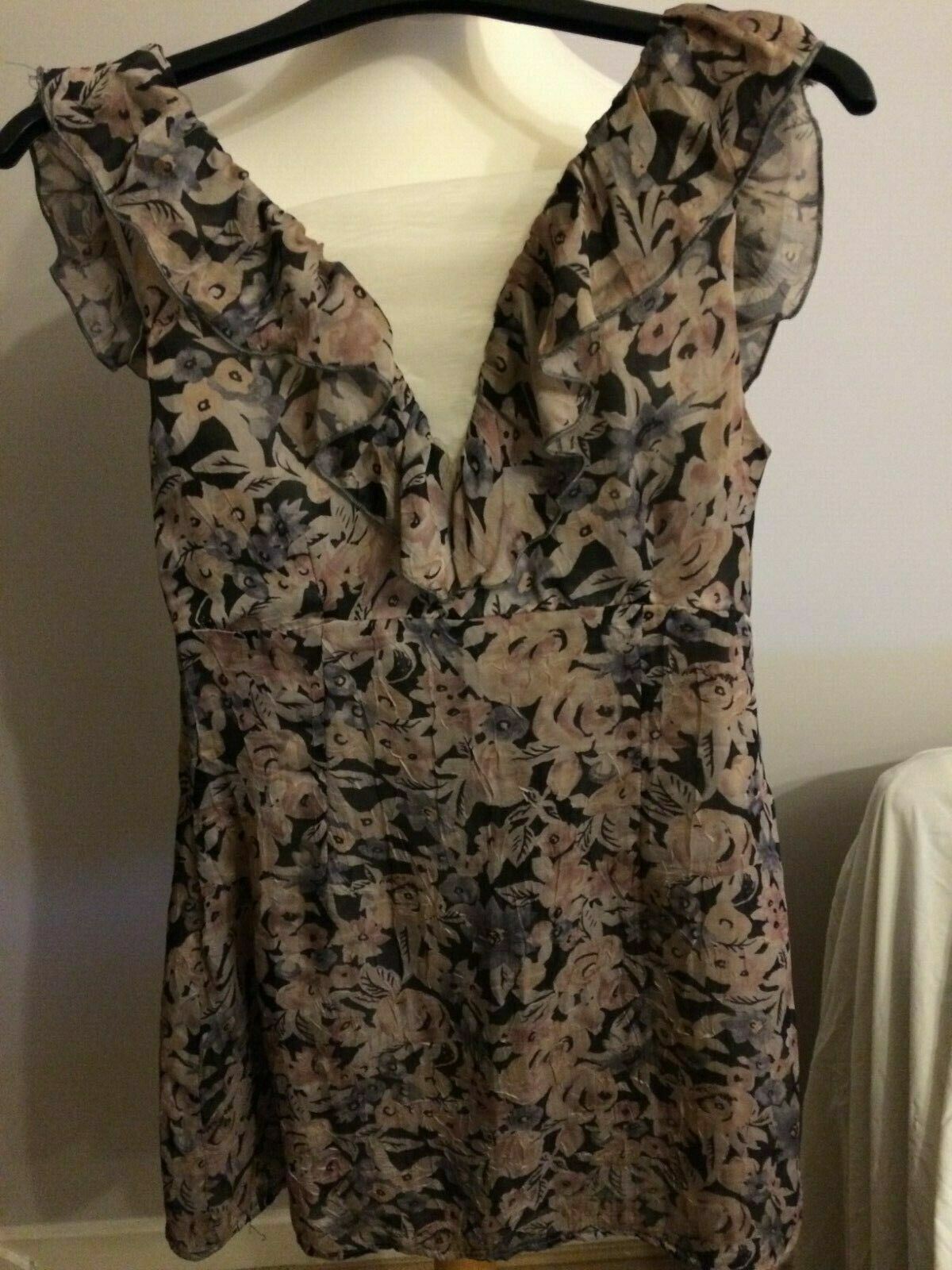 Madam Rage Green Floral Strappy Sleeveless Evening Party Dress UK 12