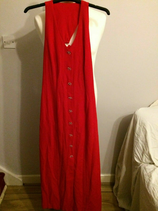 Pepita Italian Style Red Sleeveless Buttoned Long Evening Party Dress UK 10/12
