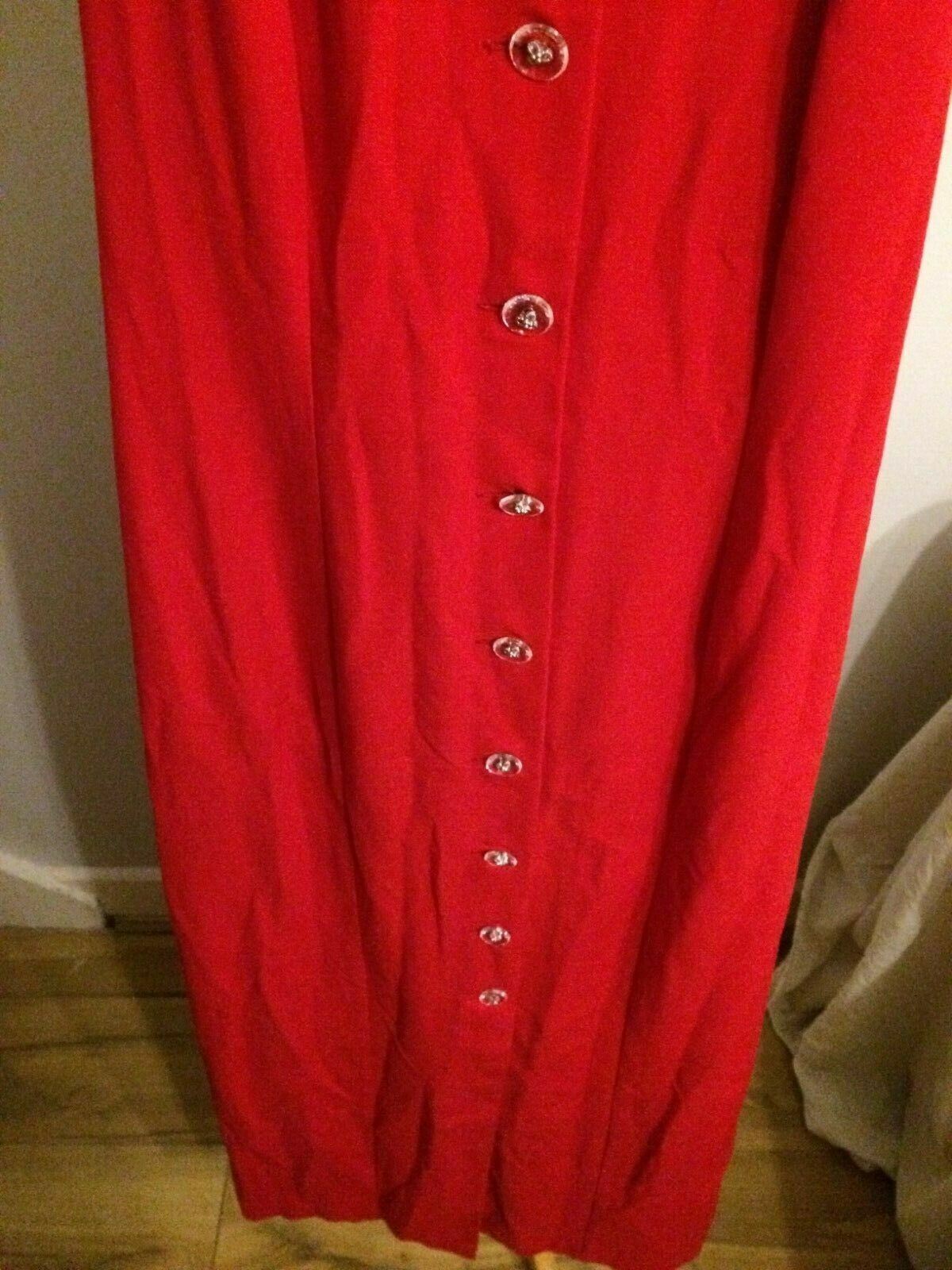 Pepita Italian Style Red Sleeveless Buttoned Long Evening Party Dress UK 10/12