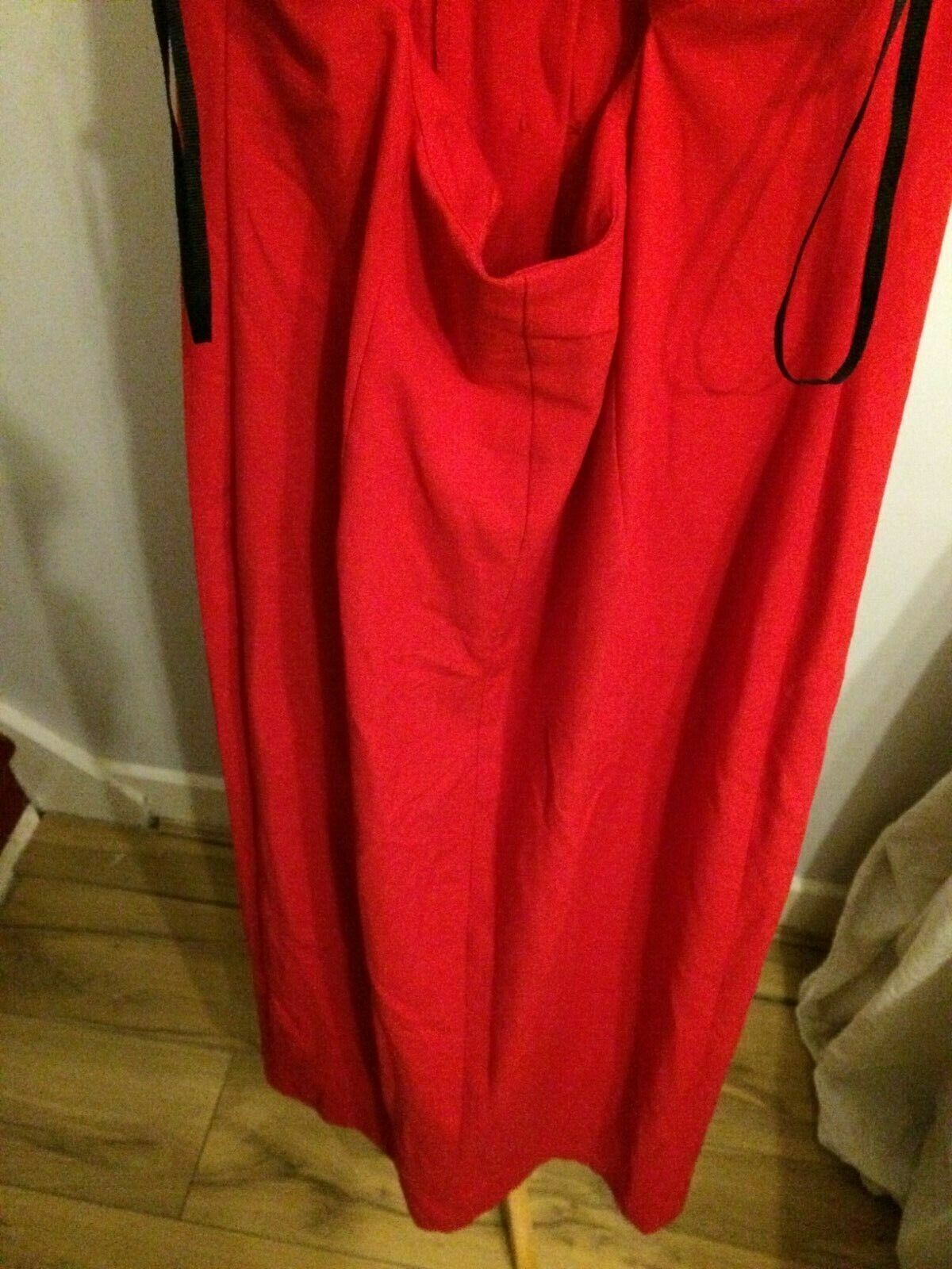 Pepita Italian Style Red Sleeveless Buttoned Long Evening Party Dress UK 10/12