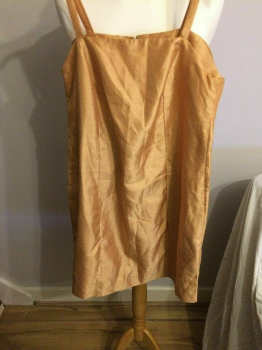 Barhen London Yellow Gold Strappy Sleeveless Evening Party Dress UK 12/14