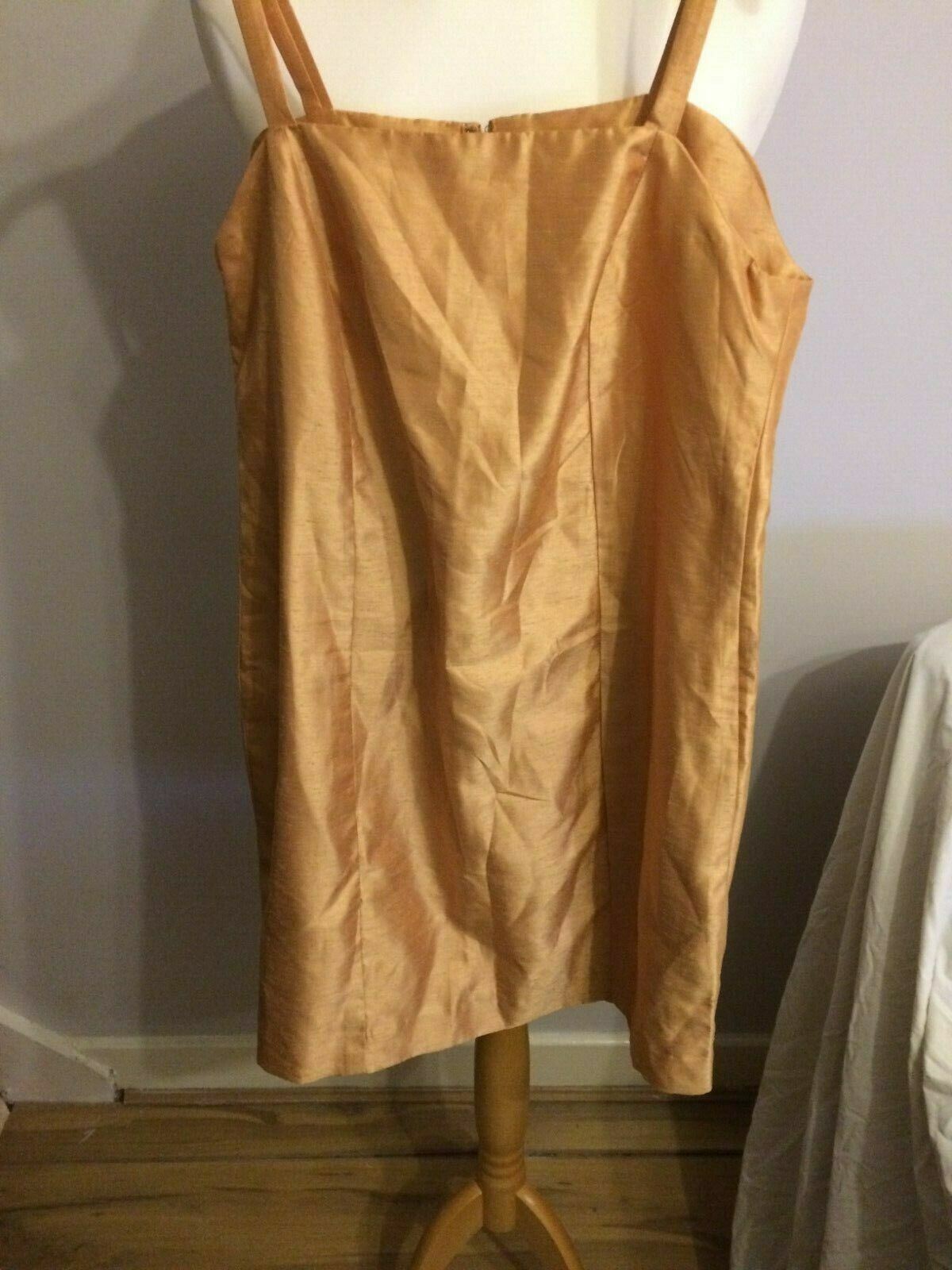 Barhen London Yellow Gold Strappy Sleeveless Evening Party Dress UK 12/14