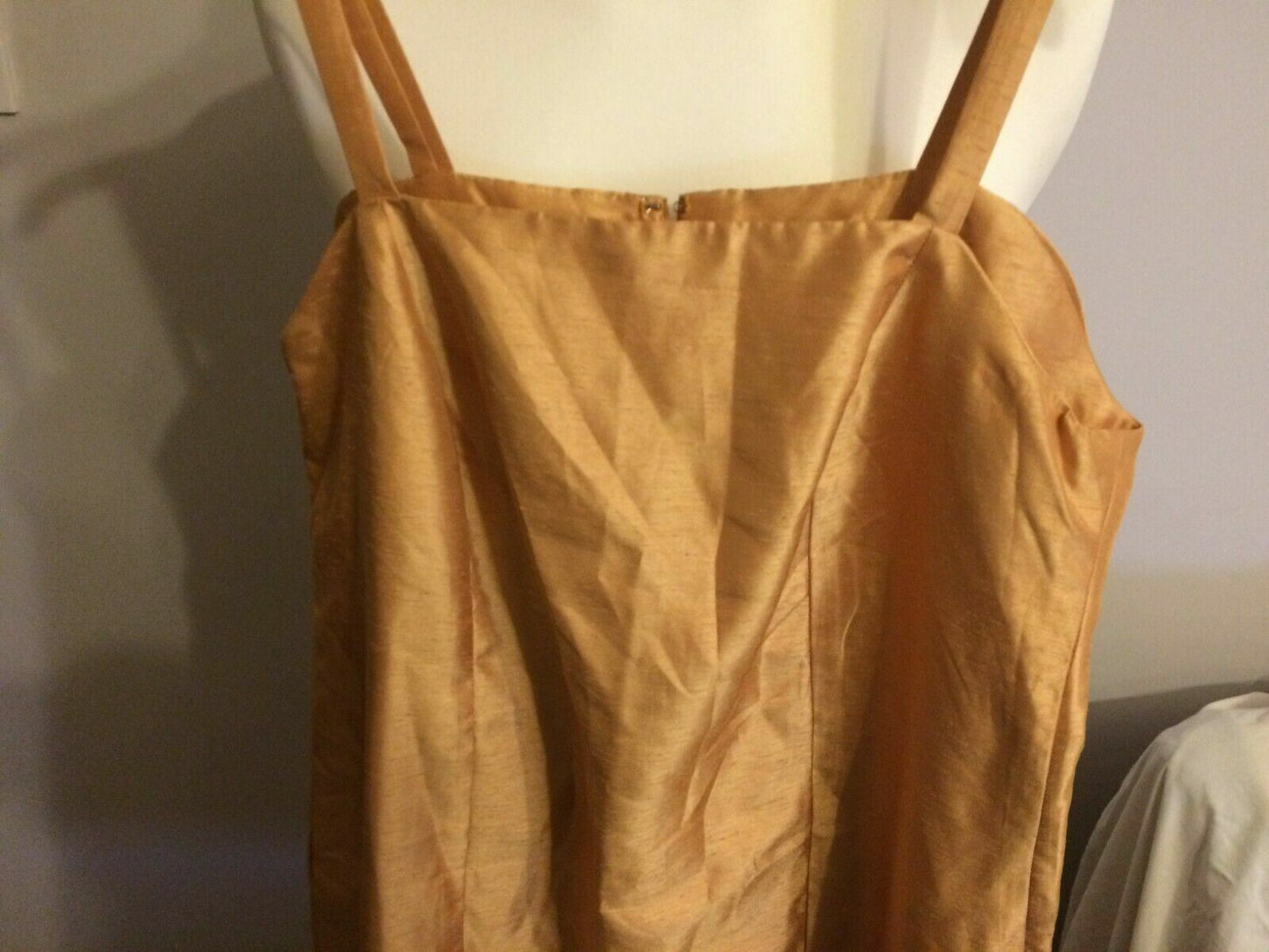 Barhen London Yellow Gold Strappy Sleeveless Evening Party Dress UK 12/14