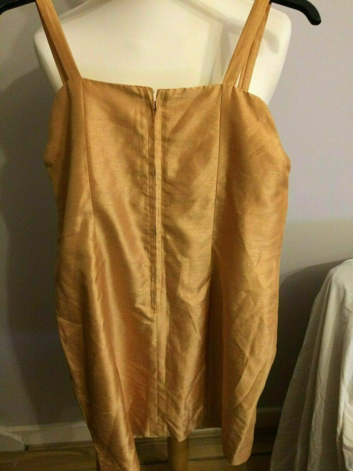 Barhen London Yellow Gold Strappy Sleeveless Evening Party Dress UK 12/14