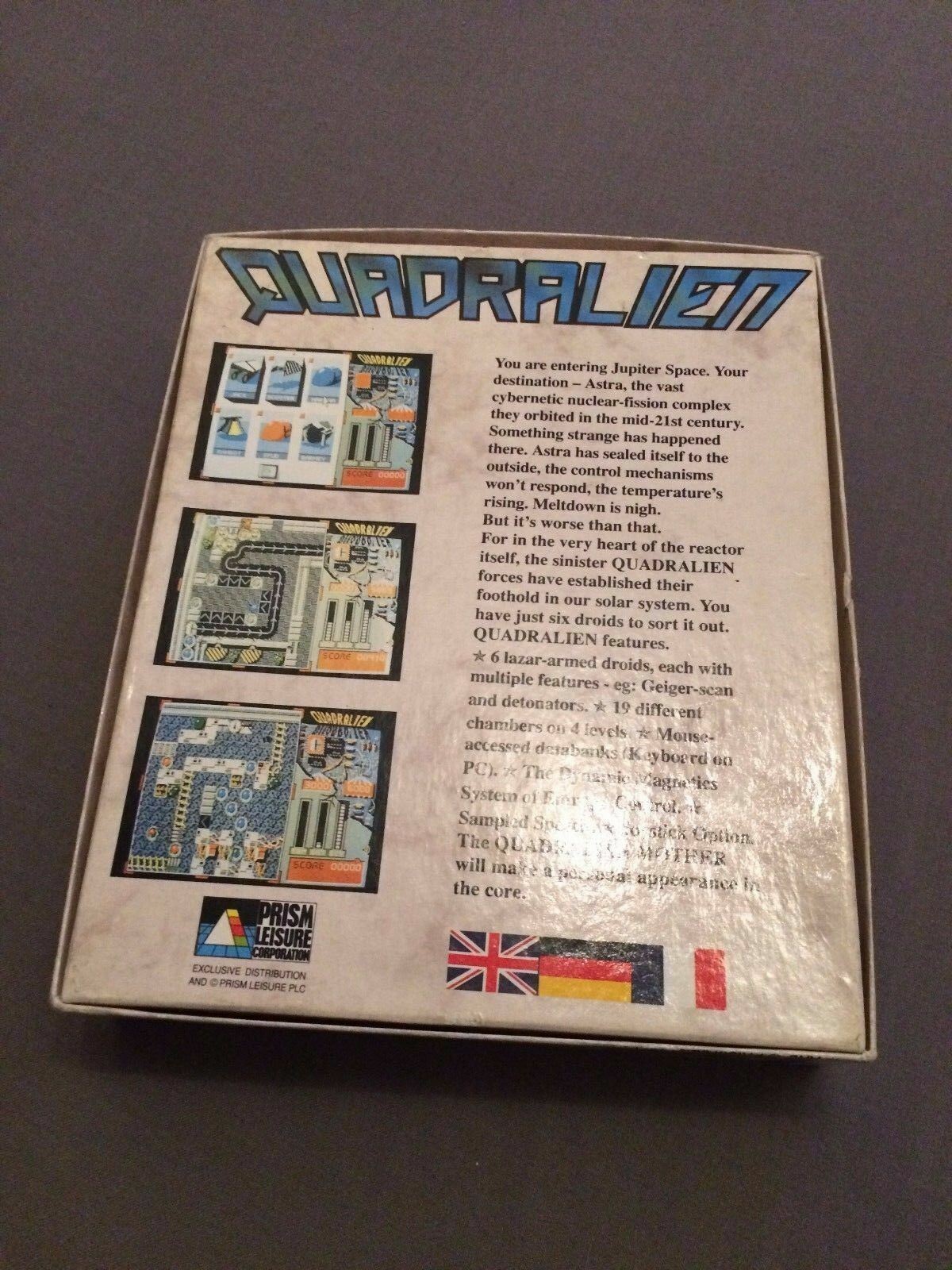 Amiga Big Box Video Game * QUADRALIEN * Boxed & Complete
