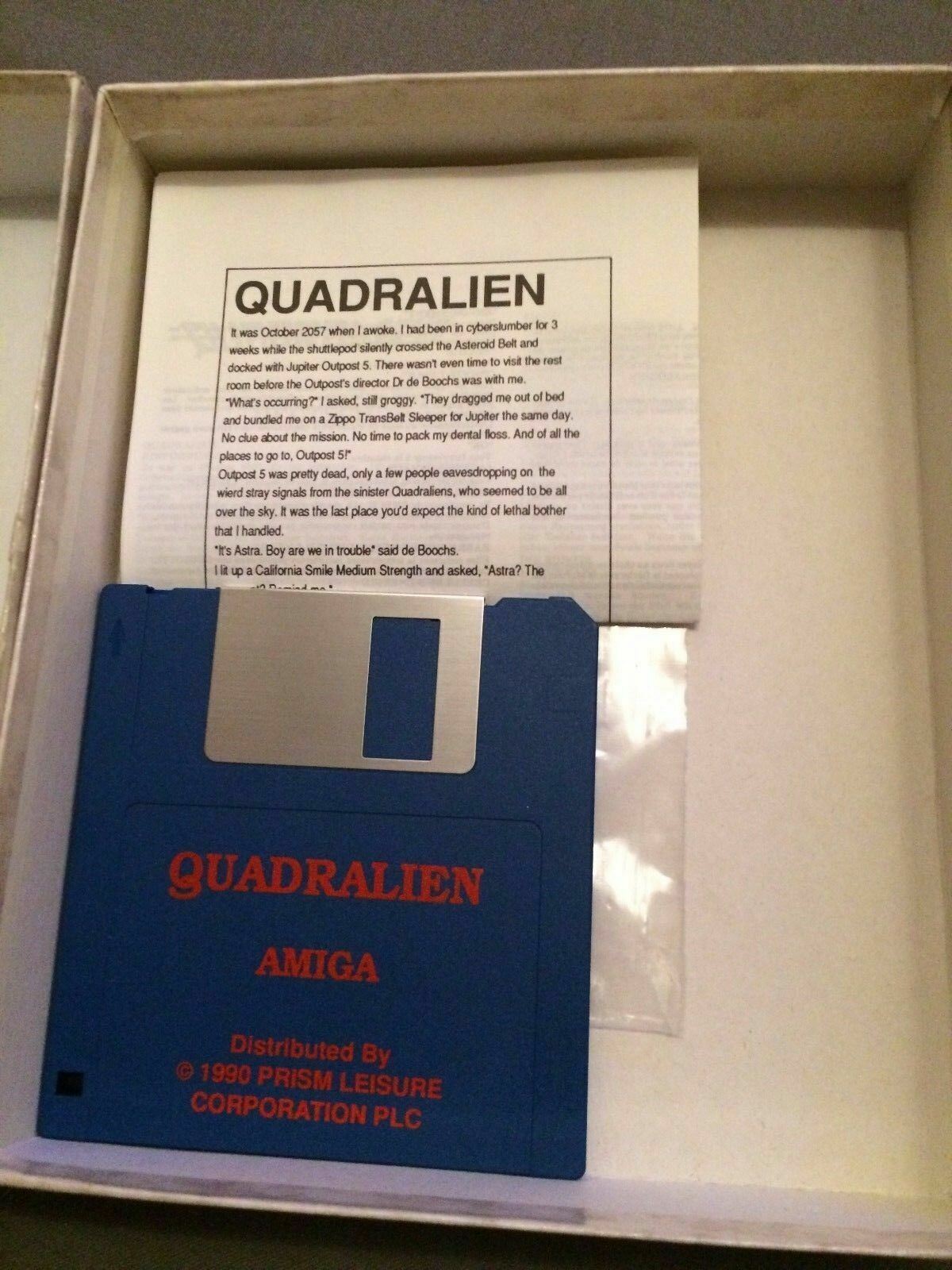 Amiga Big Box Video Game * QUADRALIEN * Boxed & Complete