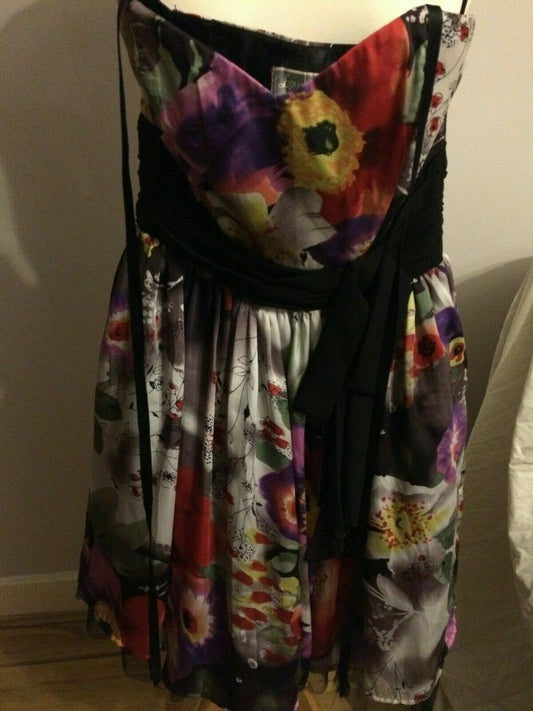 Lipsy London Floral Patterned Strappy Sleeveless Casual Party Dress UK 8