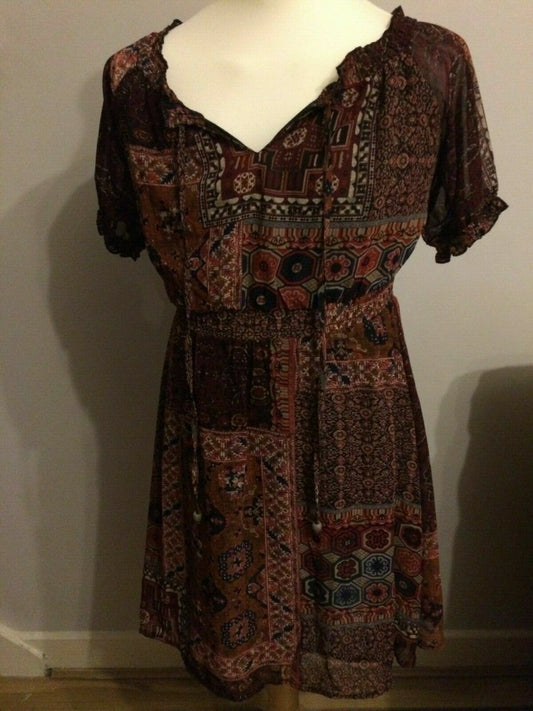 Select Patterned Short Sleeved Causal Dress UK 12