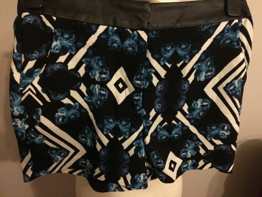 Mink Pink Blue White & Black Smart Party Mini Shorts UK 4/6